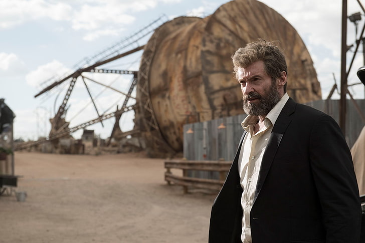 Hugh Jackman as Logan, Logan (2017), Wolverine, beard, facial hair, HD wallpaper