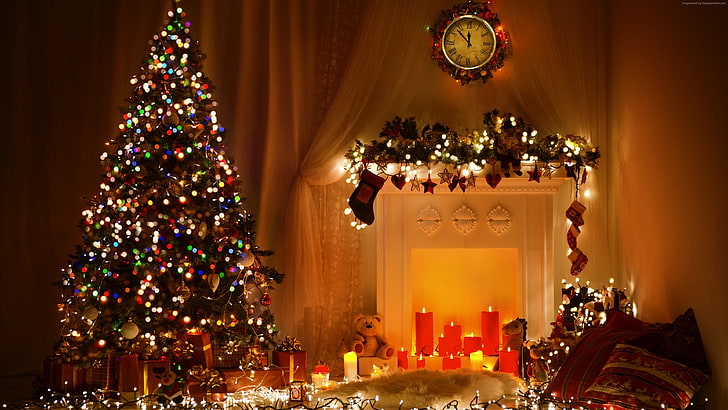 HD wallpaper: toys, fir-tree, decorations, 4K, Christmas, New Year ...
