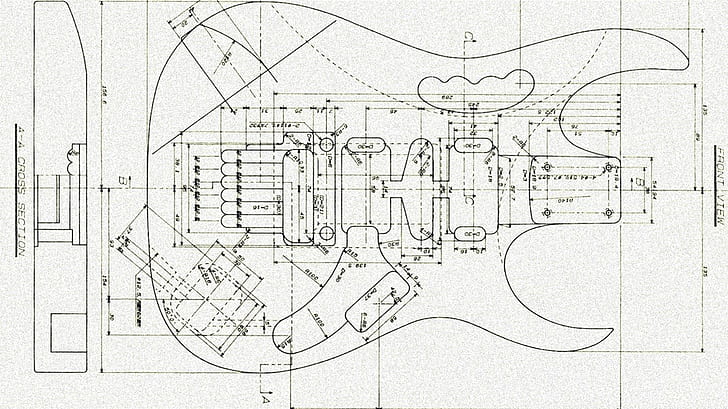 music ibanez guitar blueprints, plan, planning, paper, design, HD wallpaper