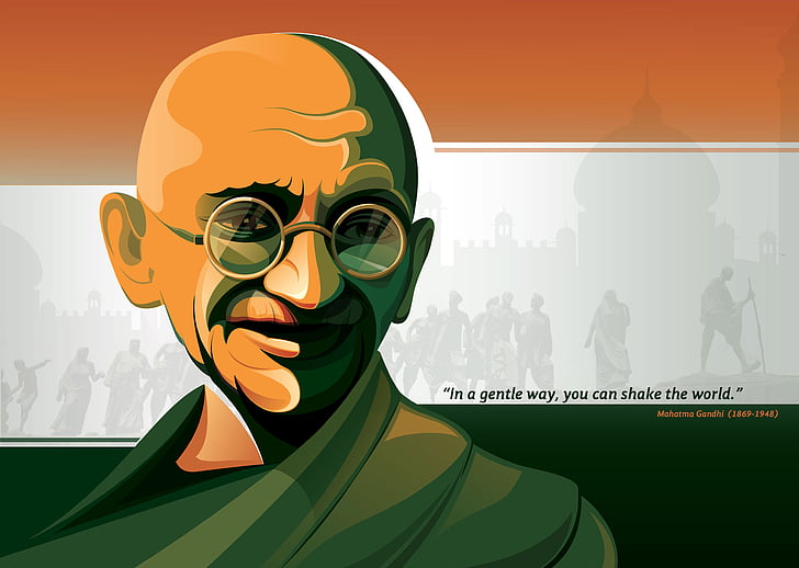 Mahatma Ghandi, Mahatma Gandhi, Tricolor, Popular quotes, HD, HD wallpaper