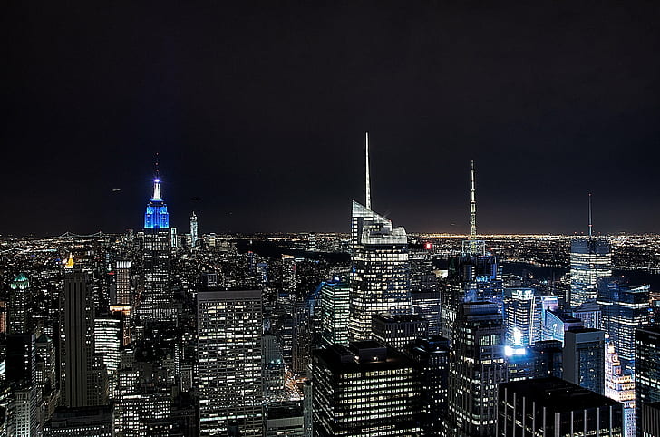 New York City during night time, york, by night, Empire State Building, HD wallpaper