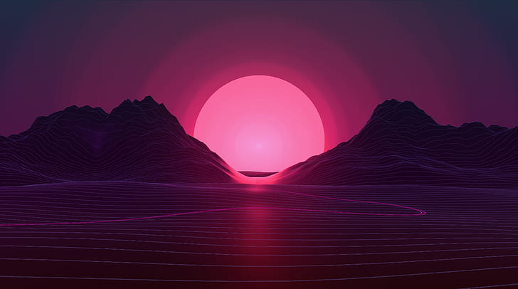 Synthwave Background, Music, Sunrise, Abstract, Sunset, Pink HD wallpaper