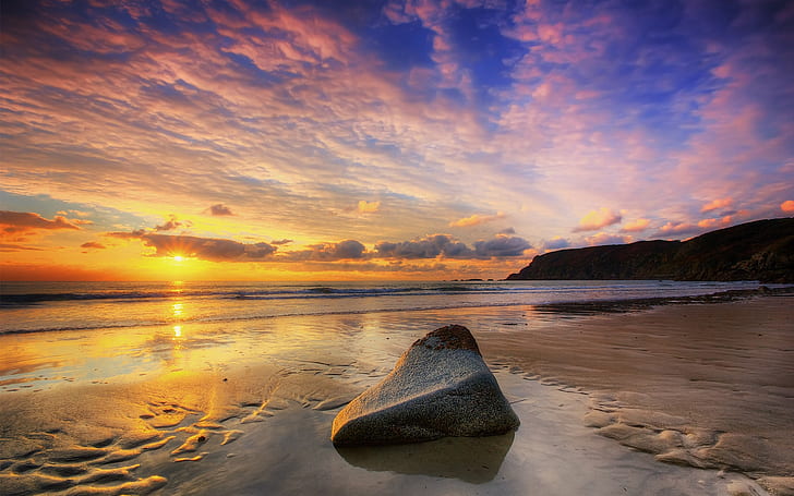 HD wallpaper: Calm Summer Sunset, beach and ocean in sunset, sea, landscape  | Wallpaper Flare
