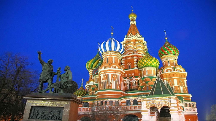multicolored dome building, Russia, Moscow, Europe, architecture, HD wallpaper
