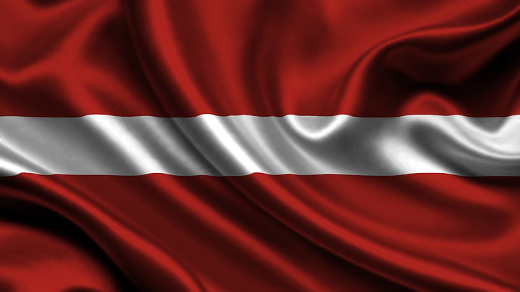 flag, Latvia, red, backgrounds, textile, rippled, full frame