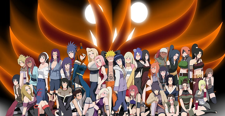 Naruto Shippuden characters wallpaper, tail, haruno, sakura, ninjas, HD wallpaper