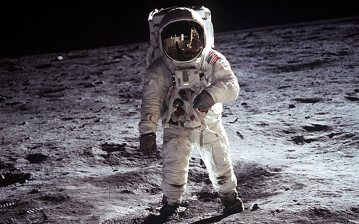 astronaut on brown sand, Moon, NASA, space, Apollo, space suit