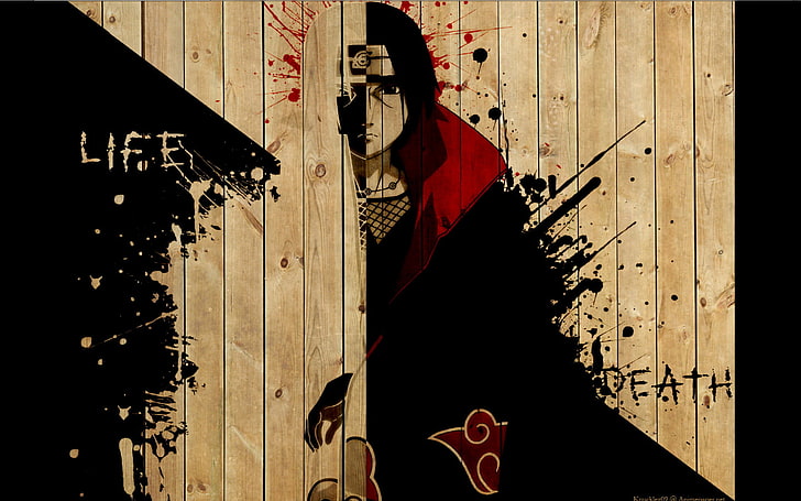 Uchiha Itachi illustration, Naruto Shippuuden, anime, paint splatter, HD wallpaper