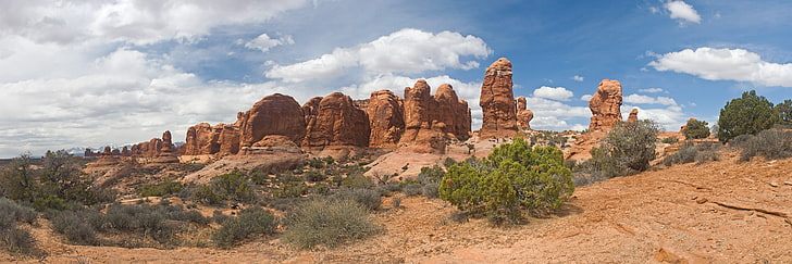 Arches National Park, Desert, landscape, Multiple Display, Panoramas, HD wallpaper