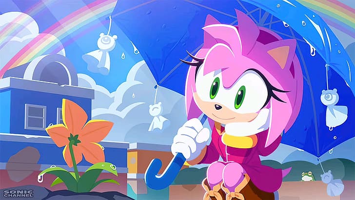 Amy, Amy Rose, Sonic, Sonic the Hedgehog, PC gaming, comic art, HD wallpaper