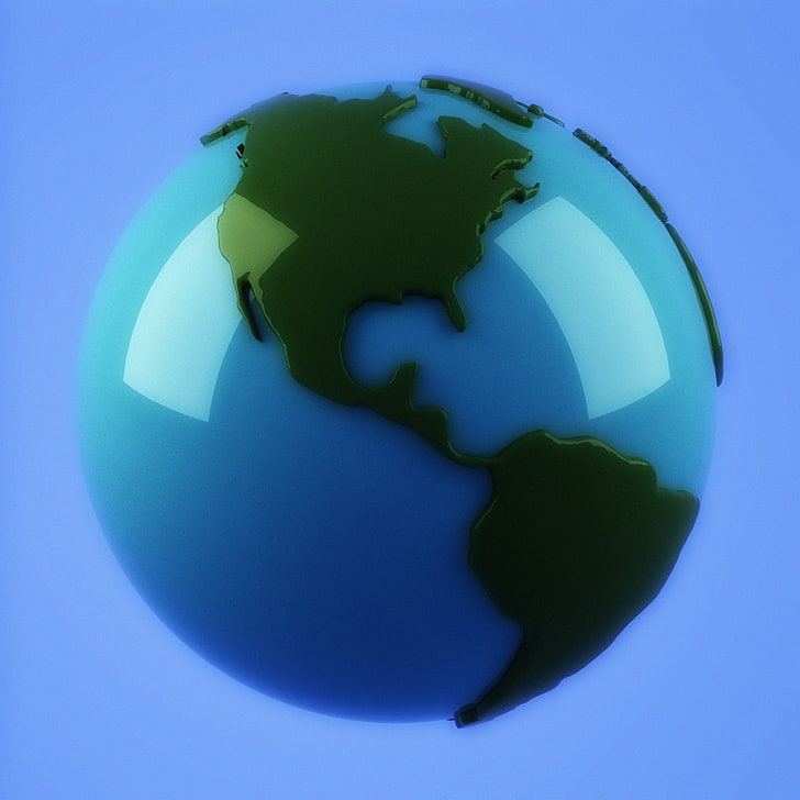 digital art, globes, simple background, world, continents, South America
