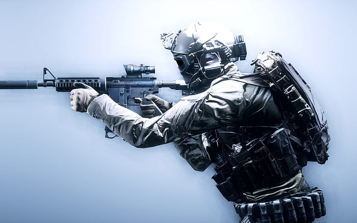 Battlefield 4 Soldier, weapons, HD wallpaper