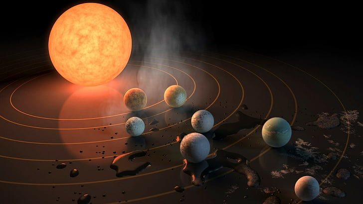 photo of Solar System illustration, TRAPPIST-1, exoplanet, star, HD wallpaper