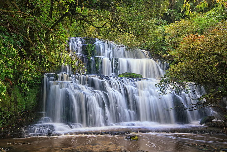 time lapse photo of waterfall during daytime, Purakaunui Falls