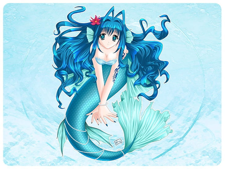 HD wallpaper: Beads Blue Mermaid Anime