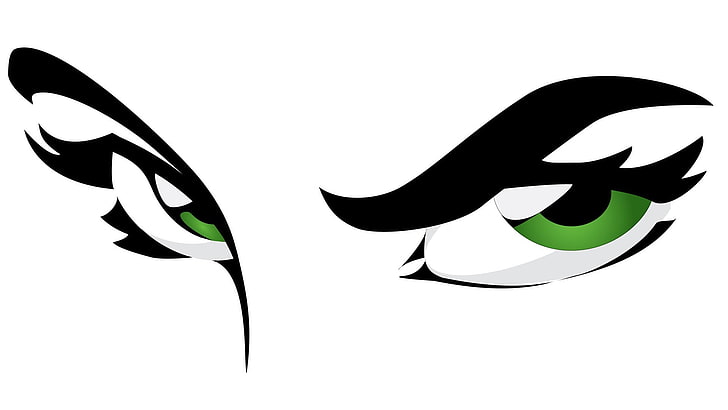 green and black eye sketch illustration, green eyes, minimalism