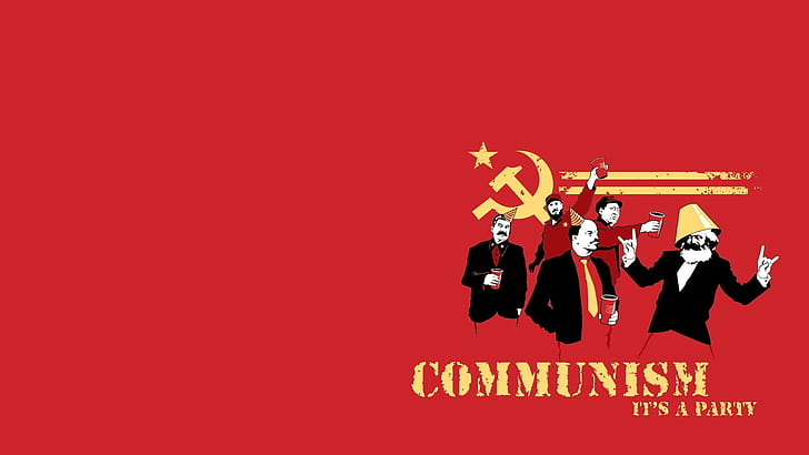 humor, communism, politics, Political Figure, red background, HD wallpaper