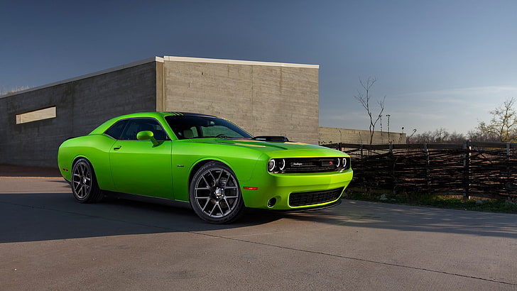 car, vehicle, green cars, Dodge Challenger Hellcat, Dodge Challenger R/T, HD wallpaper