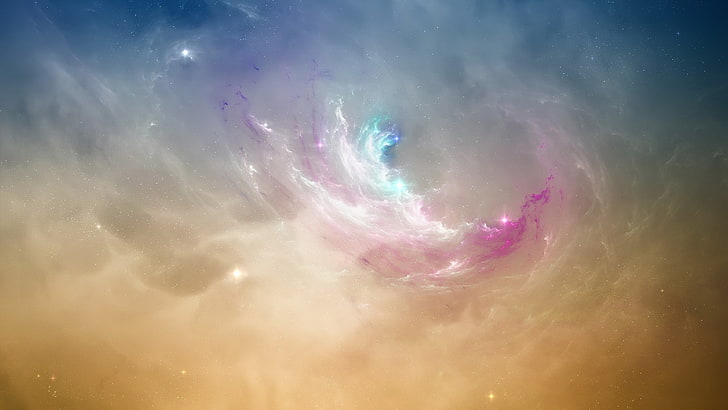 widescreen  space galaxy, sky, pink color, star - space, nature, HD wallpaper