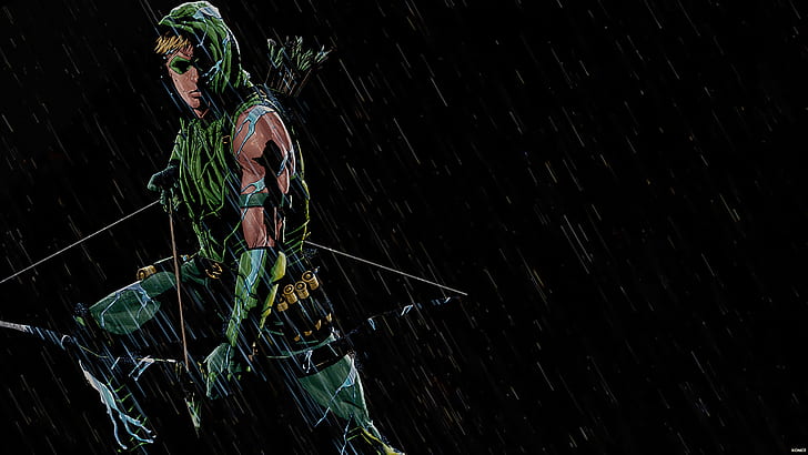 DC Comics, Green Arrow, one person, low angle view, night, real people, HD wallpaper