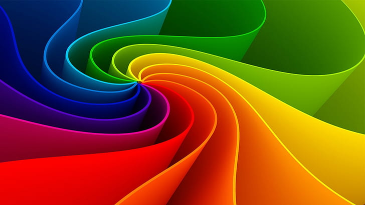 colorful, digital art, shapes, lines, orange, blue, green, red, HD wallpaper