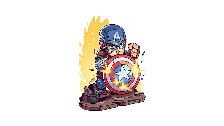 Derek Laufman, Captain America, Marvel Comics, shield, superhero, HD wallpaper