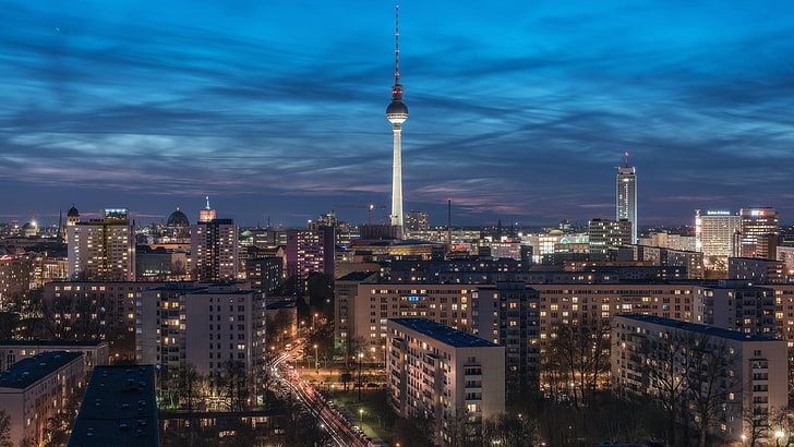 berlin, germany, cityscape, skyline, europe, tv tower, landmark