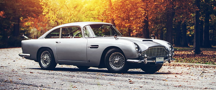 Aston Martin DB5, car, sports car, fall, James Bond, road