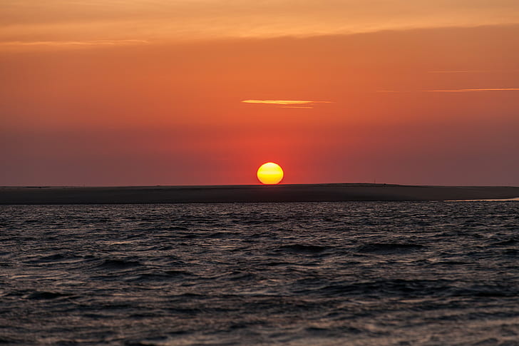 ocean during sunset, arcachon, atlantique, pyla, banc d'arguin, arcachon, atlantique, pyla, banc d'arguin, HD wallpaper