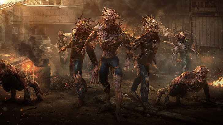 zombie digital wallpaper, horror, creature, apocalyptic, artwork, HD wallpaper