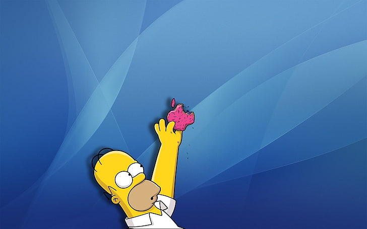Bart Simpson holding pink Apple logo, minimalism, Apple Inc.