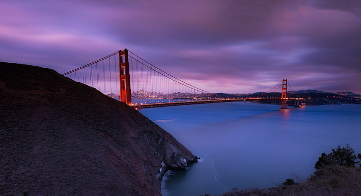 bridge, San Francisco, beach, mountains, Golden Gate Bridge, HD wallpaper