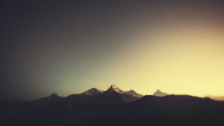 soil covered mountains, landscape, sunlight, blurred, Nepal, Himalayas, HD wallpaper