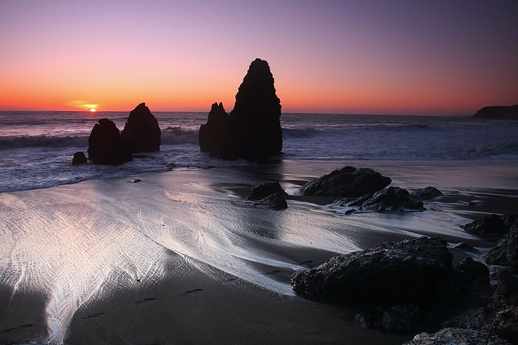 body of water and rock formation during daytime, Rodeo Beach, HD wallpaper