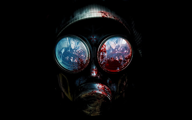 black, red, and blue mask art, vector, resident evil, operation racoon city