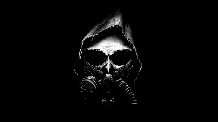 HD wallpaper: 4K, Apocalypse, Dark background, Black, Minimal, Gas mask,  Skull | Wallpaper Flare