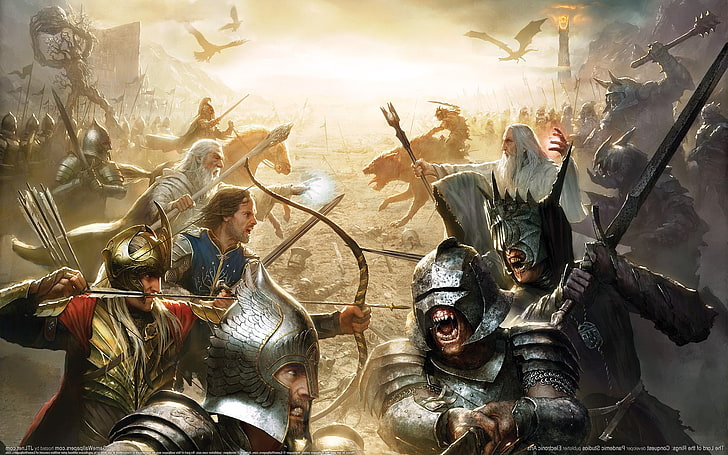 Aragorn, Ents, Gondor, movies, Orcs, Saruman, Sauron, The Lord Of The Rings, HD wallpaper