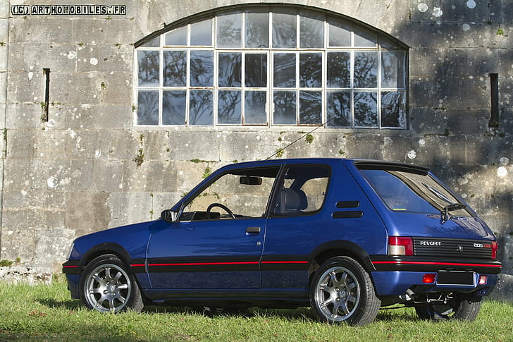 205, bleu, blue, cars, coupe, french, gti, peugeot