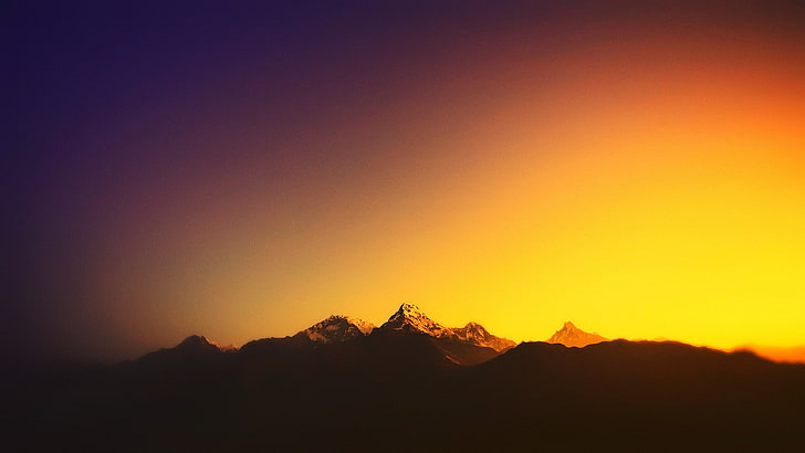 landscape, mountains, sunlight, blurred, Nepal, Himalayas, nature, HD wallpaper