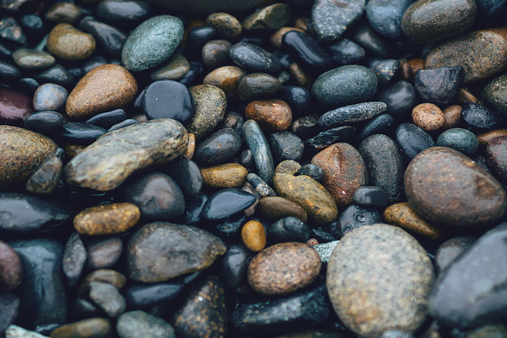 pebble lot, stones, sea, surface, smooth, nature, rock - Object, HD wallpaper