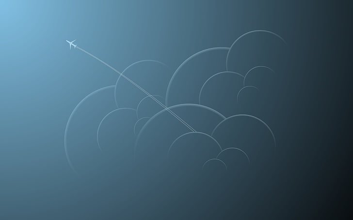 airplane and clouds illustration, minimalism, artwork, no people