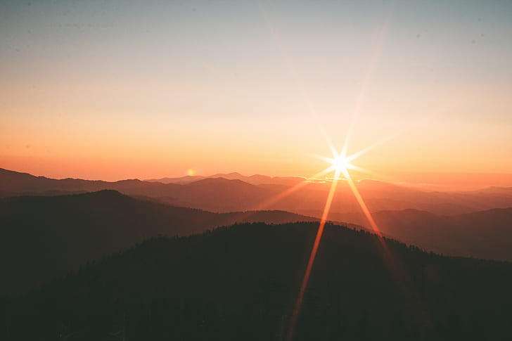sunrise, Smoky Mountains, Ivana Cajina, sun rays, landscape, HD wallpaper
