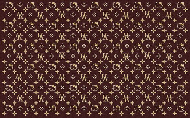 Download Brown Gold Hello Kitty Monogram Desktop Wallpaper