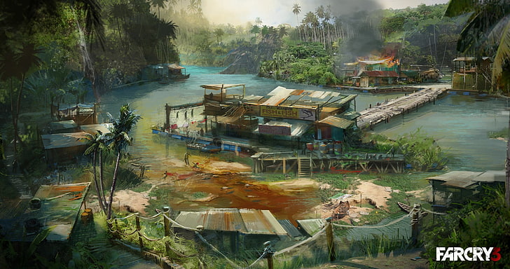 Farcry 5 digital wallpaper, Far Cry 3, artwork, video games, water