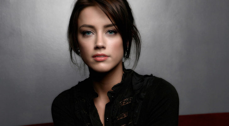 Amber Heard, women's black top, Movies, Others, portrait, one person
