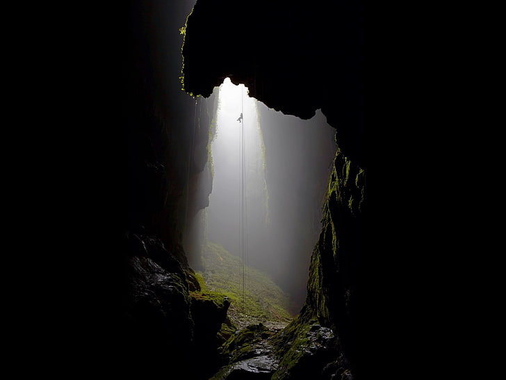 spelunking, Rappeling, sotano de las golondrinas, cave, Mexico