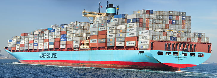 Maersk, Maersk Line, cargo, container ship, dual monitors, HD wallpaper