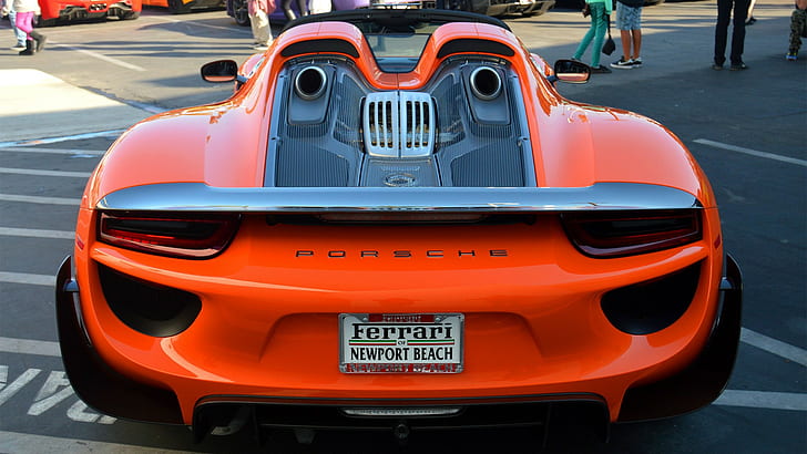 car, Porsche 918 Spyder, orange