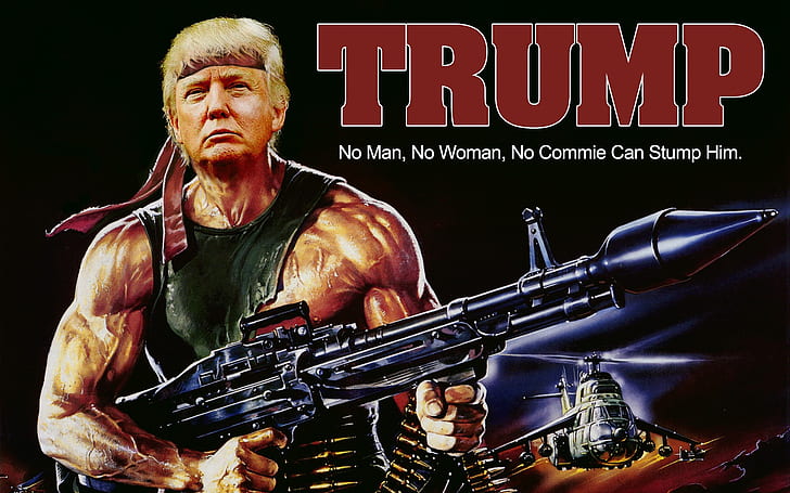 weapons, helicopters, USA, President, Rambo, Donald John Trump, HD wallpaper