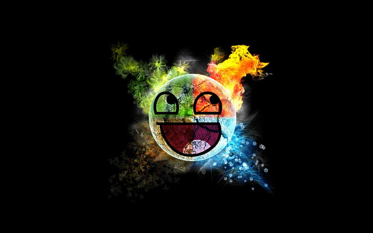 Awesome Face, elements, Happy Face, Memes, HD wallpaper